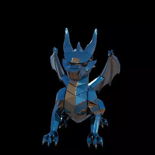 Low Poly Geometric Black Dragon Sculpture 3D print model_24