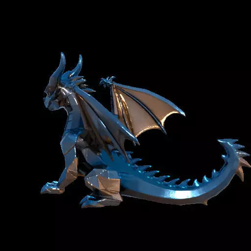 Low Poly Geometric Black Dragon Sculpture 3D print model_18