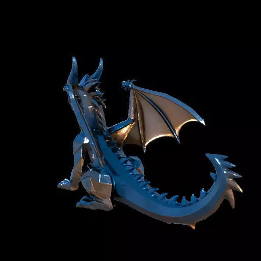 Low Poly Geometric Black Dragon Sculpture 3D print model_16
