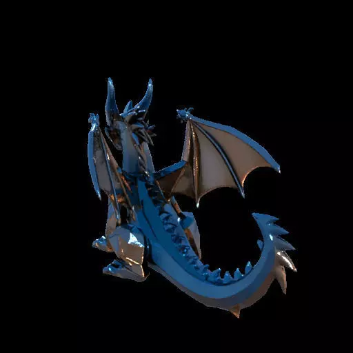 Low Poly Geometric Black Dragon Sculpture 3D print model_15