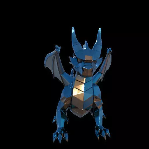 Low Poly Geometric Black Dragon Sculpture 3D print model_25