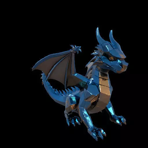 Low Poly Geometric Black Dragon Sculpture 3D print model_28