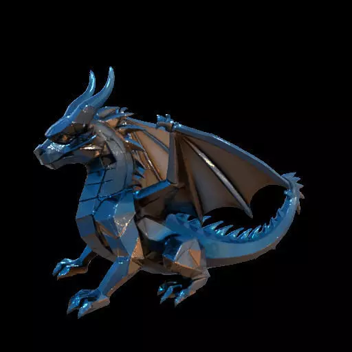 Low Poly Geometric Black Dragon Sculpture 3D print model_22