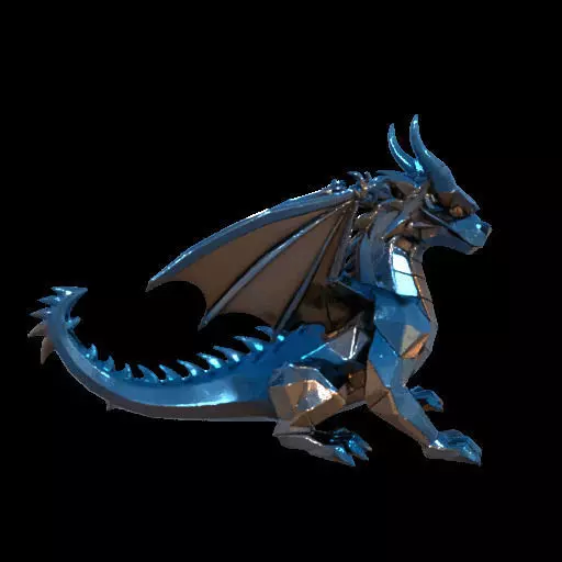 Low Poly Geometric Black Dragon Sculpture 3D print model_4