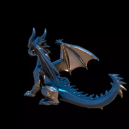 Low Poly Geometric Black Dragon Sculpture 3D print model_17