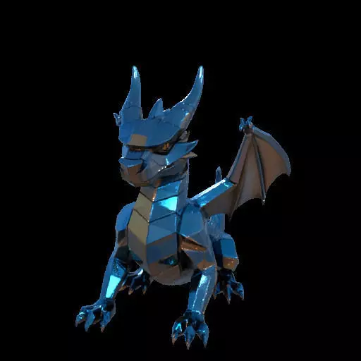 Low Poly Geometric Black Dragon Sculpture 3D print model_13