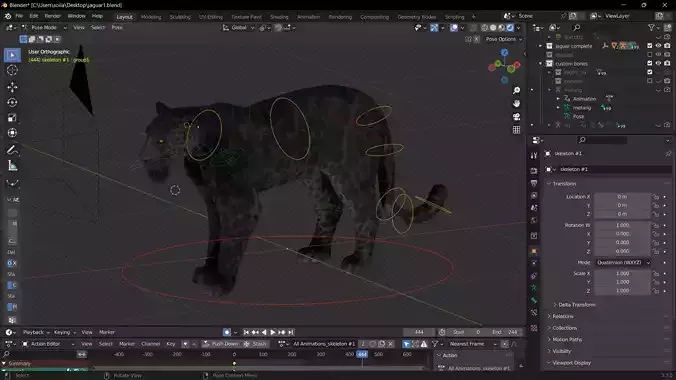 Black panther Jaguar Rigged EEVEE 3d Blender 4K model