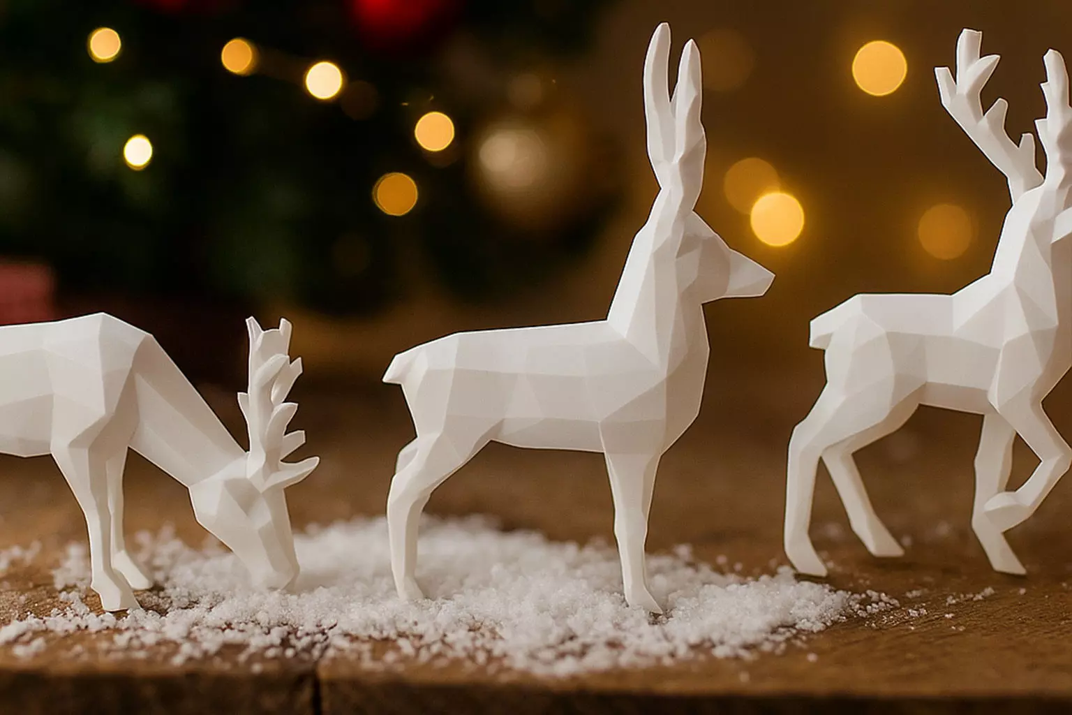 Low Poly Reindeer Set of 3 3D Printable Christmas Deer 3D print model_1