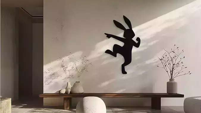 Rabbit Dancing Wall Decor Art