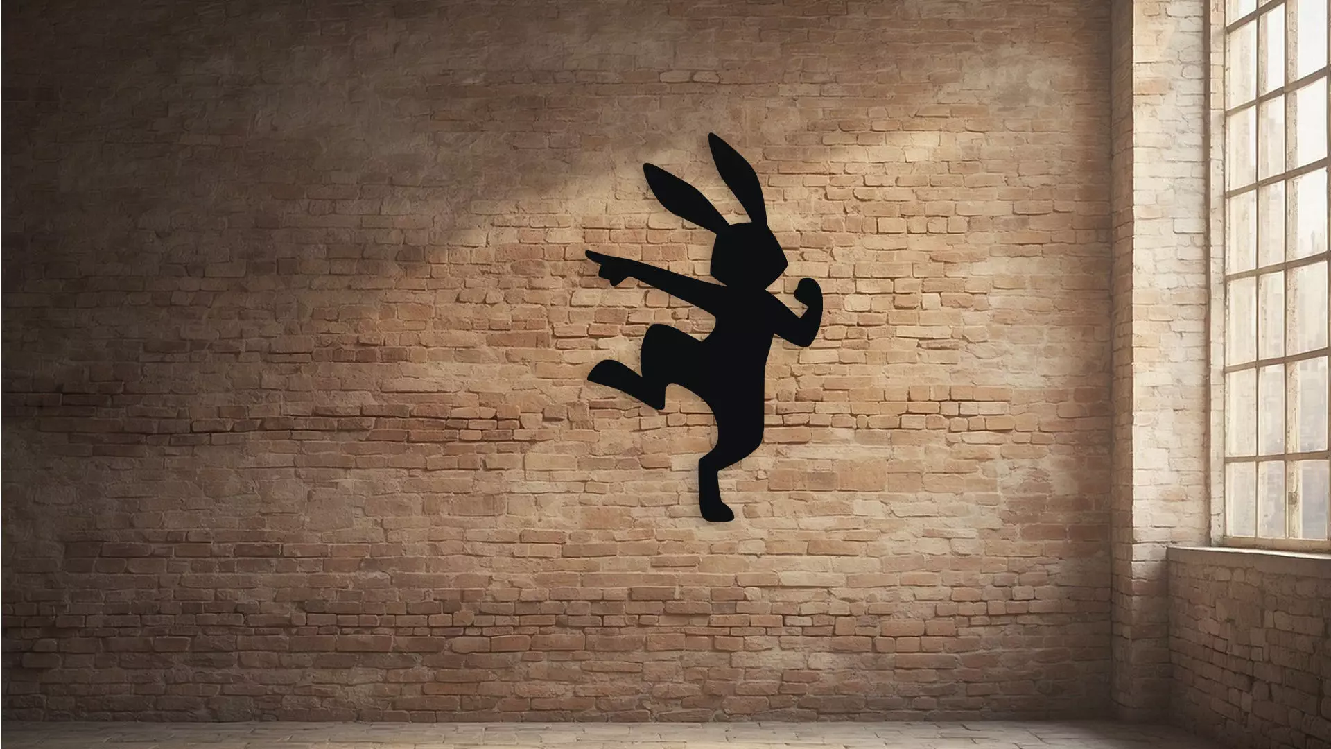 Rabbit Dancing Wall Decor Art 3D model_2