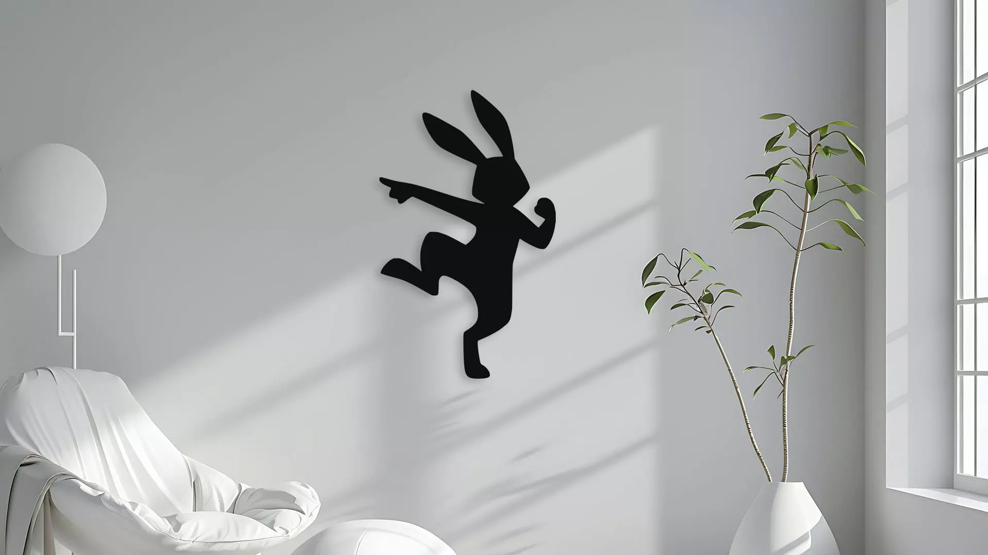 Rabbit Dancing Wall Decor Art 3D model_4