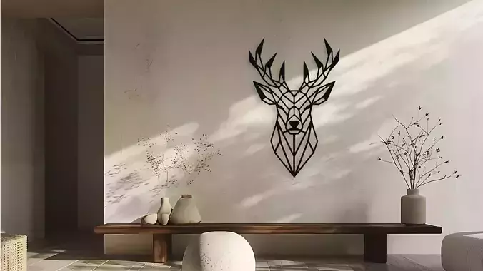 Geometric Deer Head Wall Decor Art