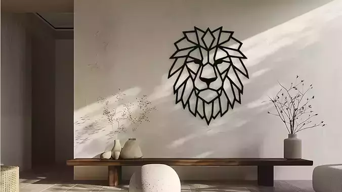 Geometric Lion Head Wall Decor Art