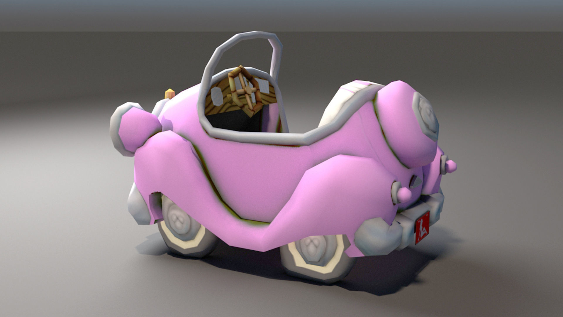 Toon Car Low-poly 3D model_4