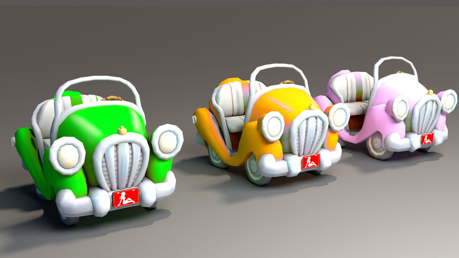 Toon Car Low-poly 3D model_6