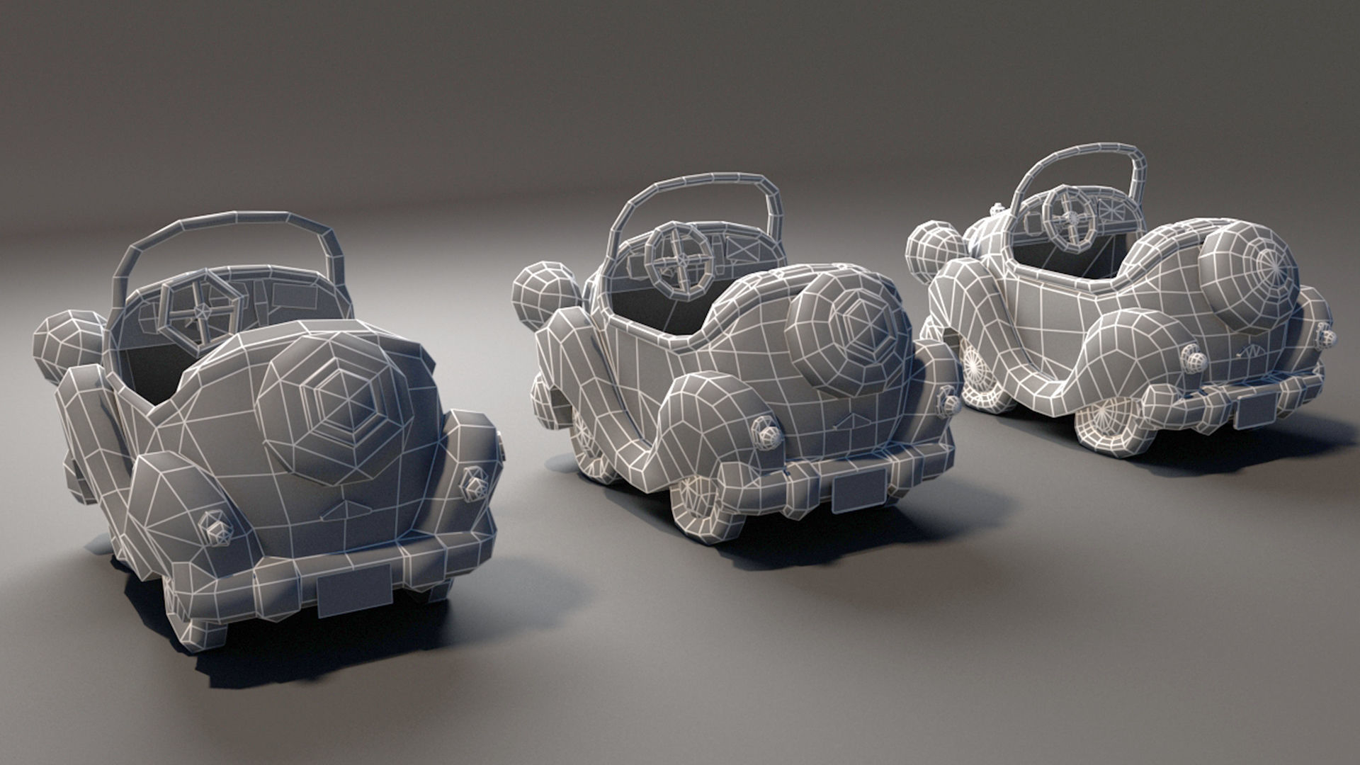 Toon Car Low-poly 3D model_9