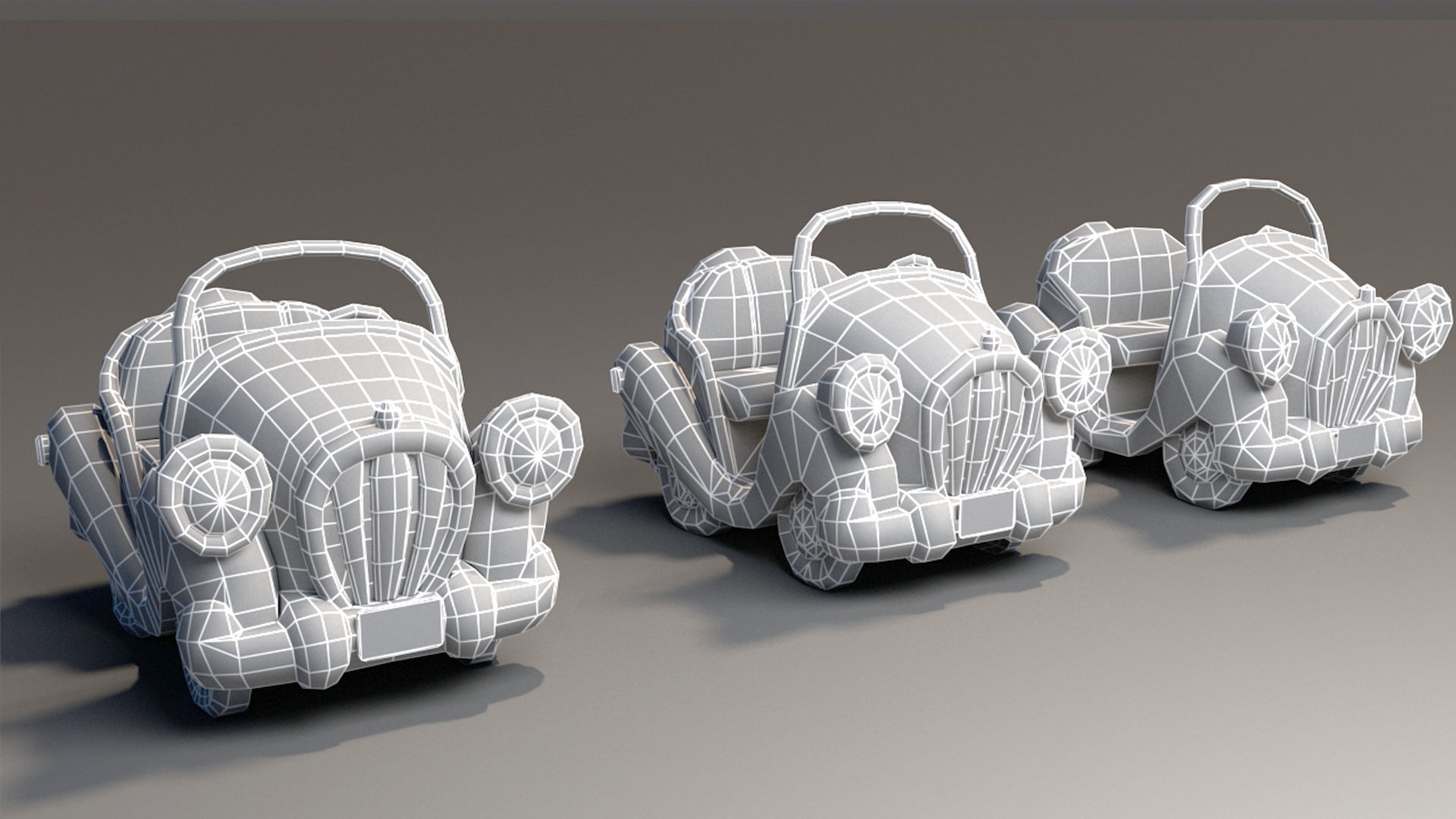 Toon Car Low-poly 3D model_7
