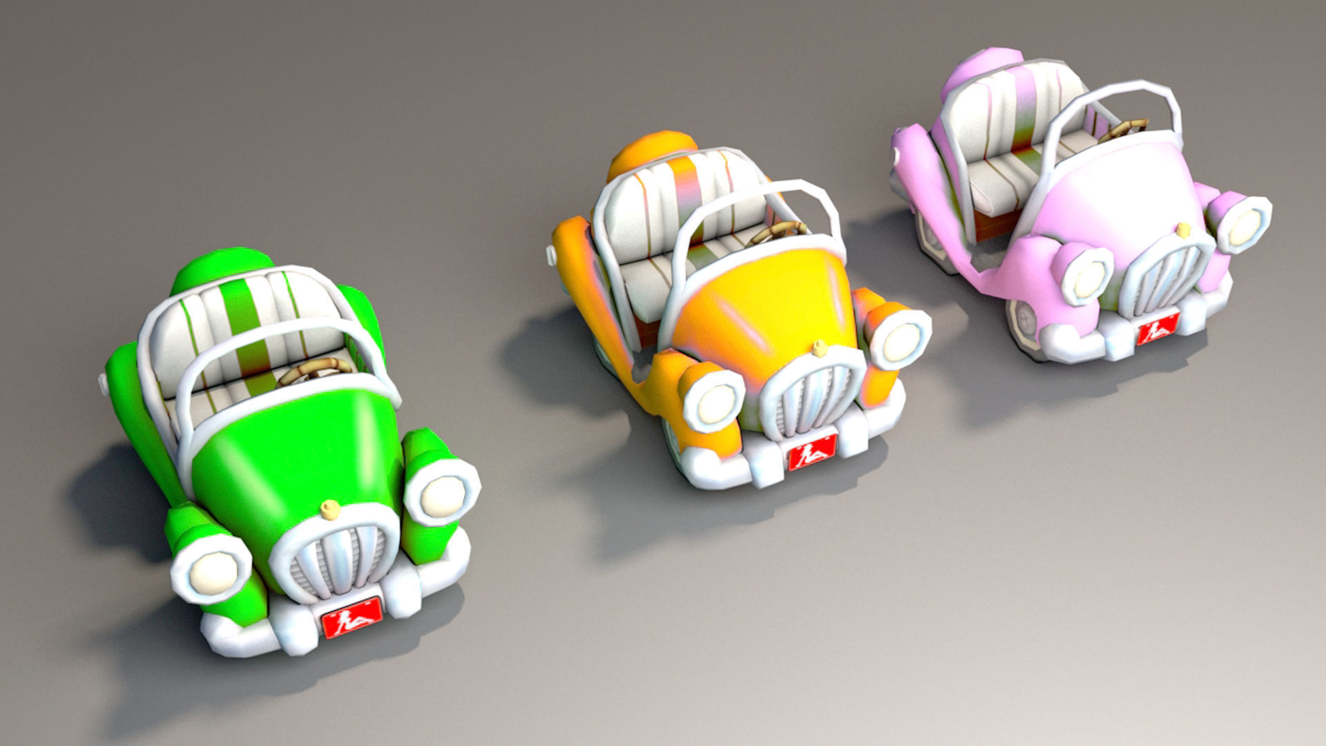 Toon Car Low-poly 3D model_2