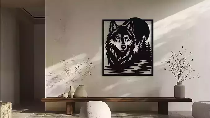 Wolf and Forest Night Wall Decor Art