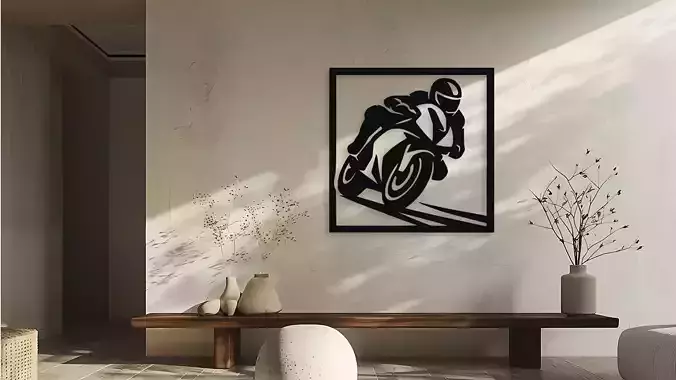 Motorcycle Racer Wall Decor Art