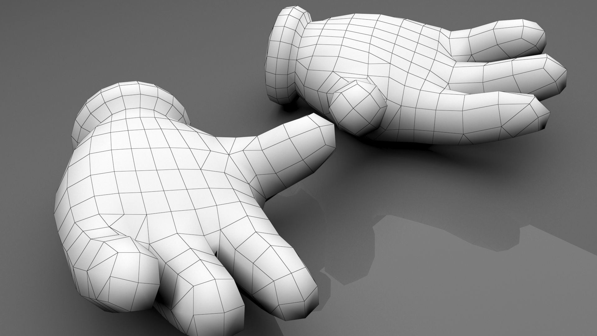 Glove Hands Low-poly 3D model_2