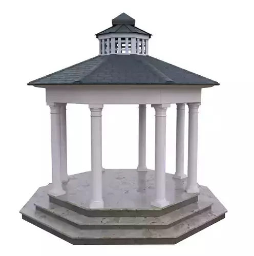 Octagonal Gazebo Pavilion 4K PBR Low Poly 3D Model