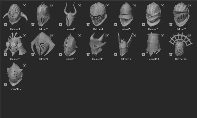 15 HELMETS Low poly and high poly Free 3D model_1