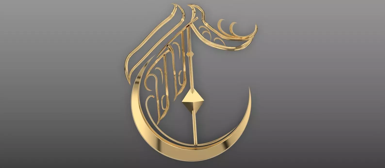 Ornamental Gold Letter C 3D Decorative Monogram 3D print model_0