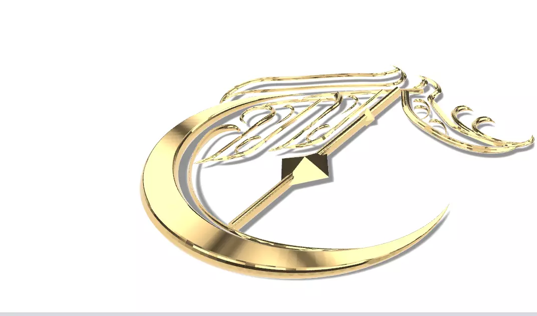 Ornamental Gold Letter C 3D Decorative Monogram 3D print model_4