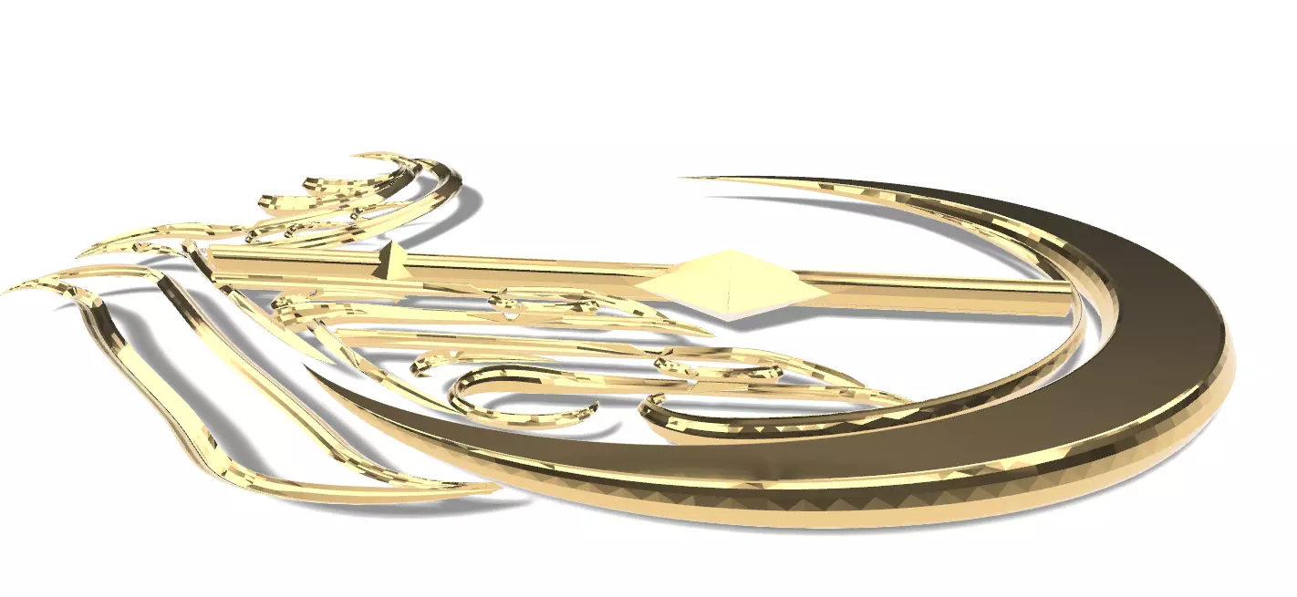 Ornamental Gold Letter C 3D Decorative Monogram 3D print model_5