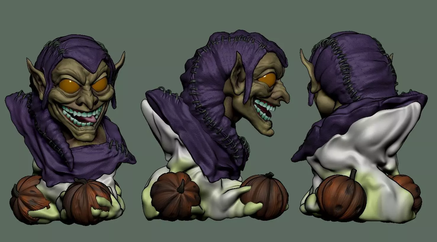 Green Goblin Bust Spider man 3D print model_1