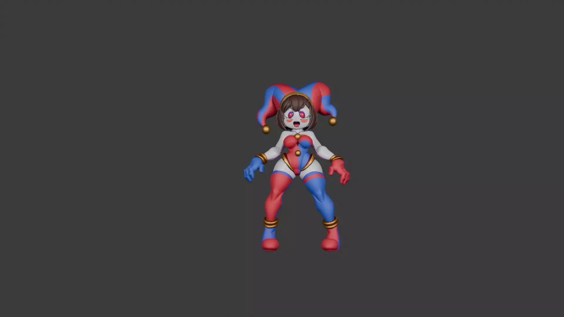 Joker Girl Stylized Clown Themed 3D Character Model 3D model_0