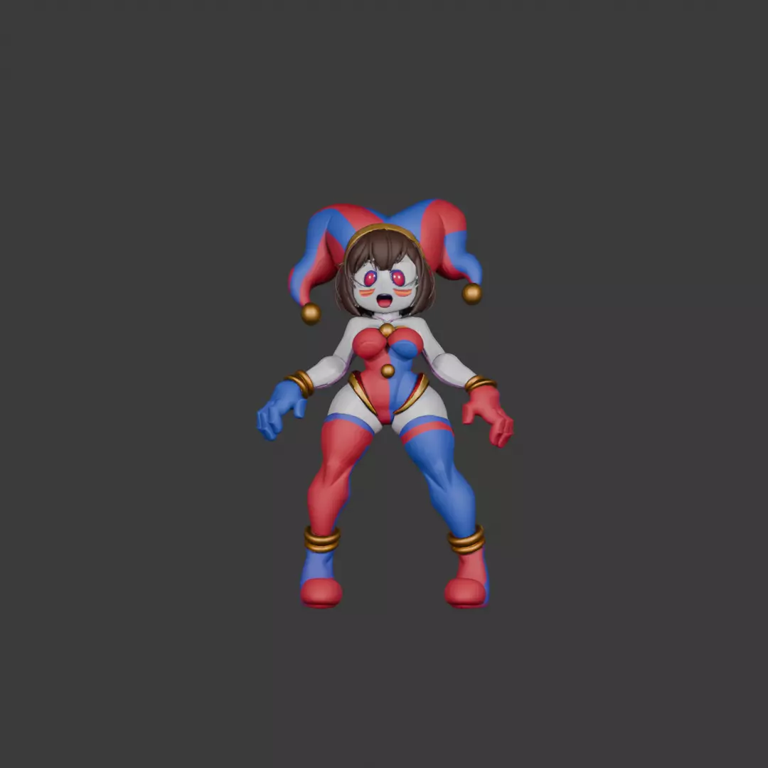 Joker Girl Stylized Clown Themed 3D Character Model 3D model_2