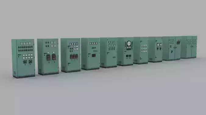 electrical-panels machine with clock Low-poly 3D model