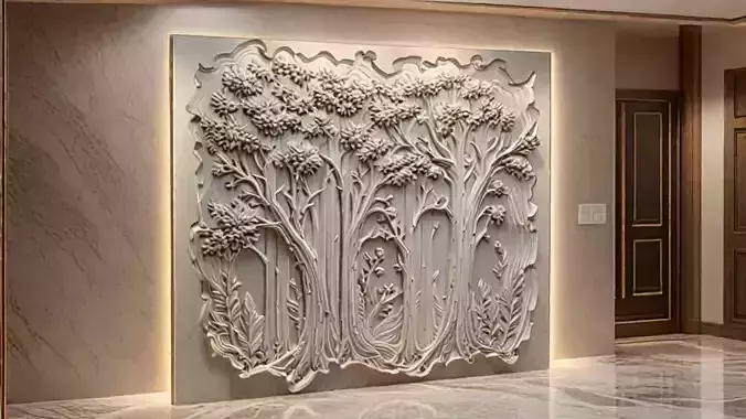 modern panel wall decor set relief stl mural CNC 257