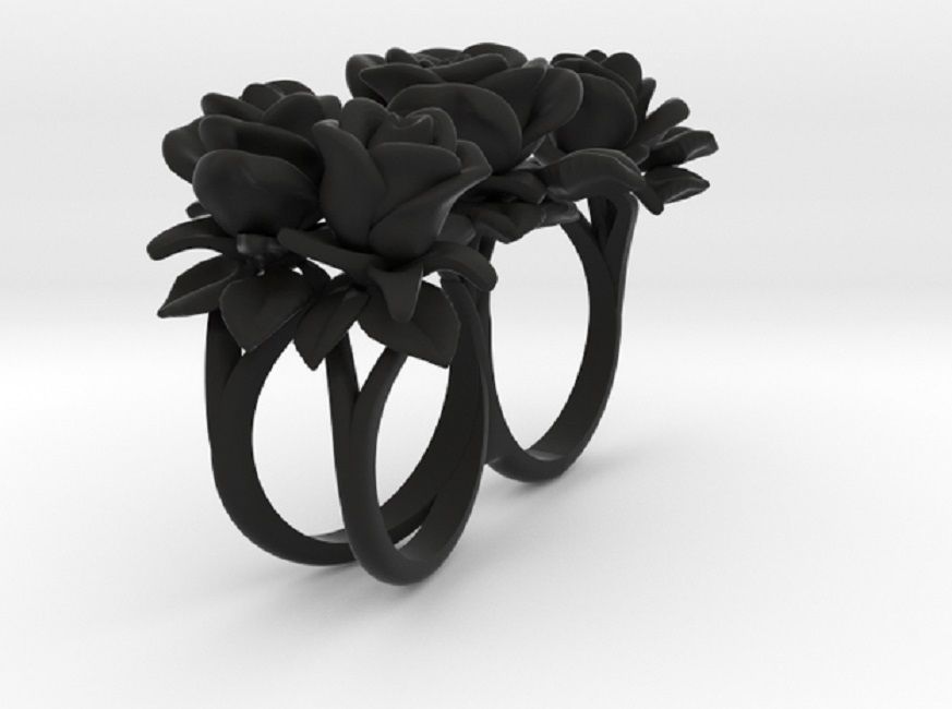 4Roses rose gold ring with flowers 3D print model_4