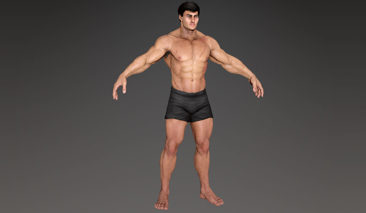 Muscular Male Character Low-poly 3D model_7