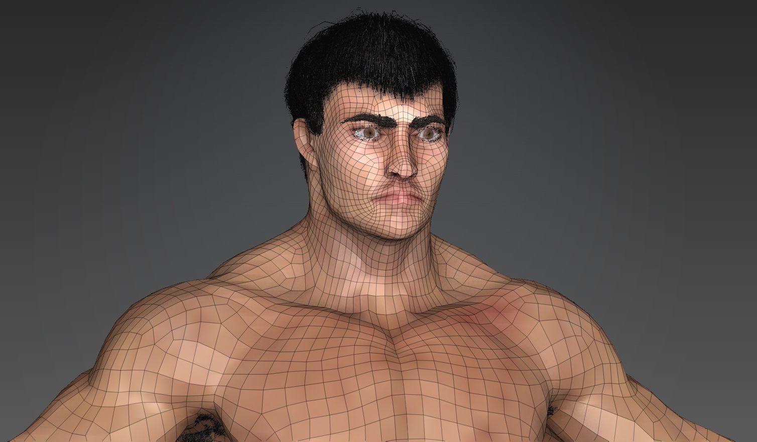 Muscular Male Character Low-poly 3D model_9