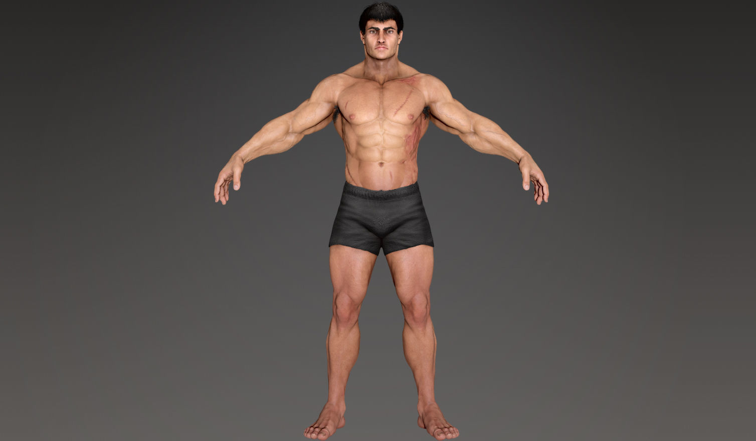 Muscular Male Character Low-poly 3D model_1