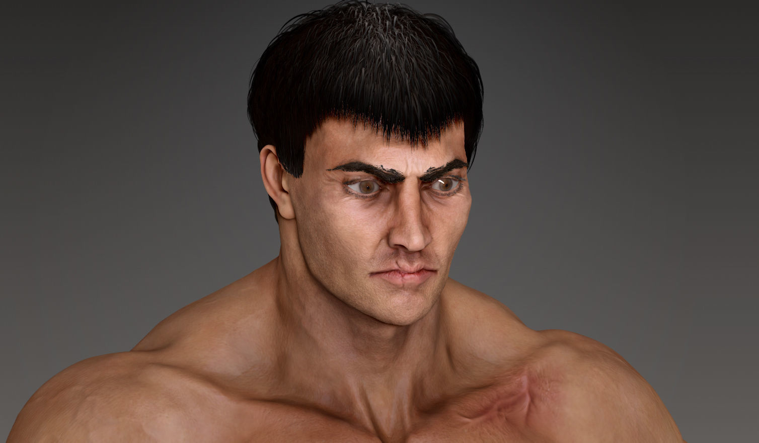 Muscular Male Character Low-poly 3D model_8