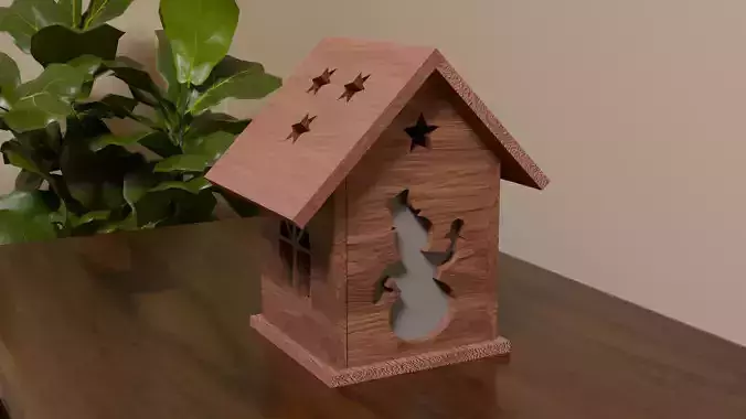 Tiny Cottage Christmas Projector Lamp Low-poly 3D model