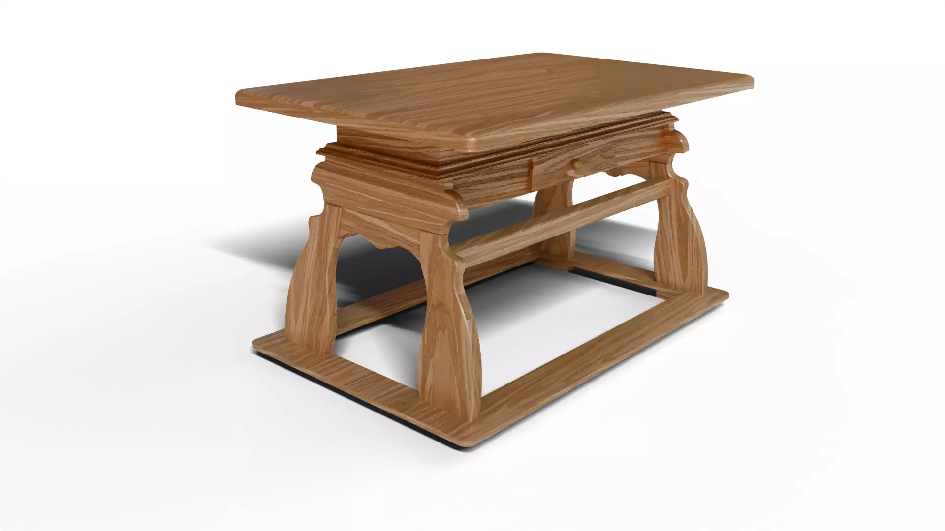 Alpine style wooden table Low-poly 3D model_0