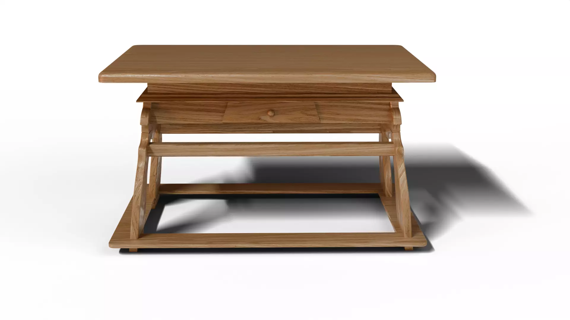 Alpine style wooden table Low-poly 3D model_2