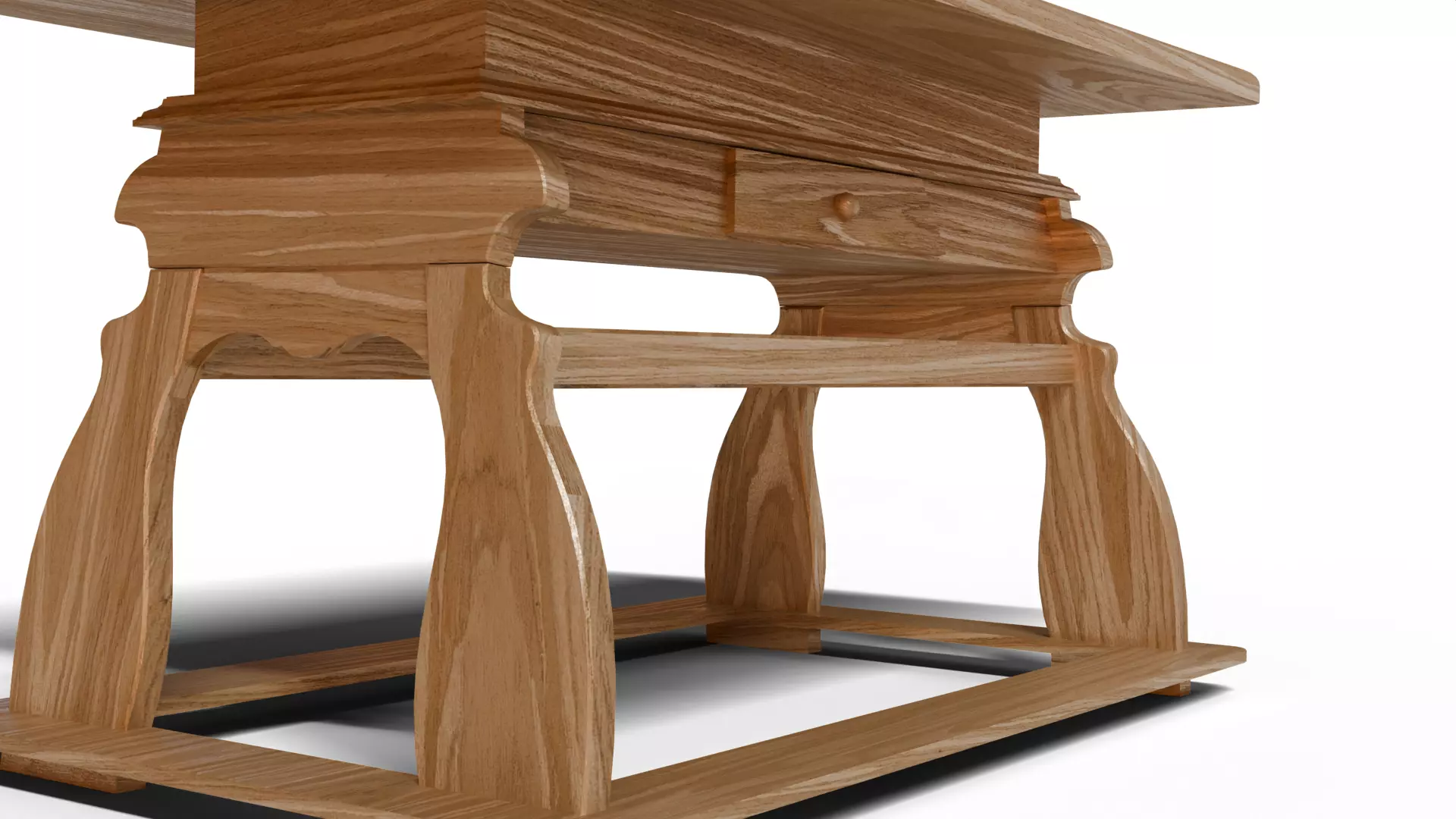 Alpine style wooden table Low-poly 3D model_1