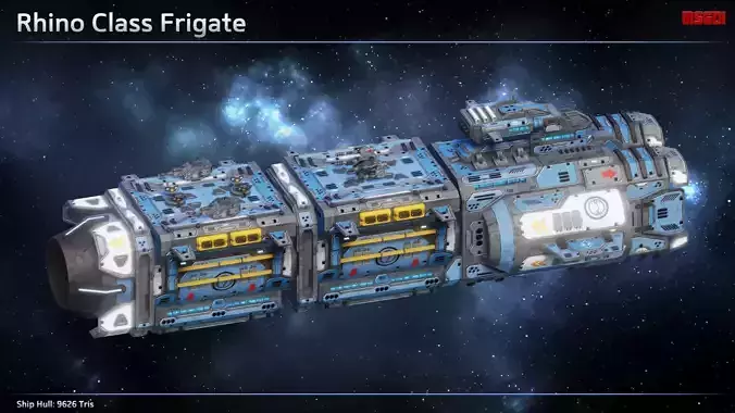 Spaceship Frigate Rhino Low-poly 3D model