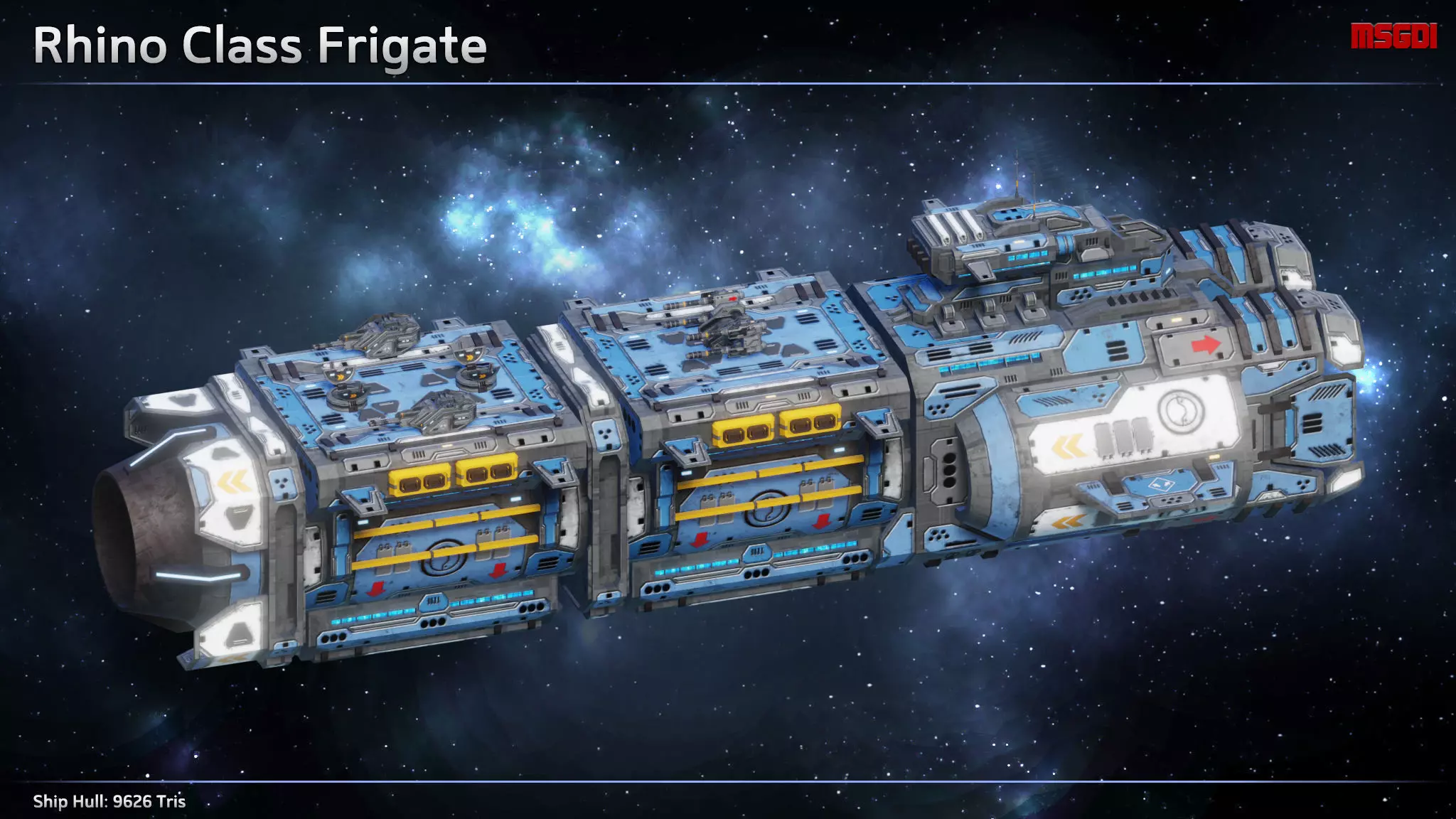 Spaceship Frigate Rhino Low-poly 3D model_0