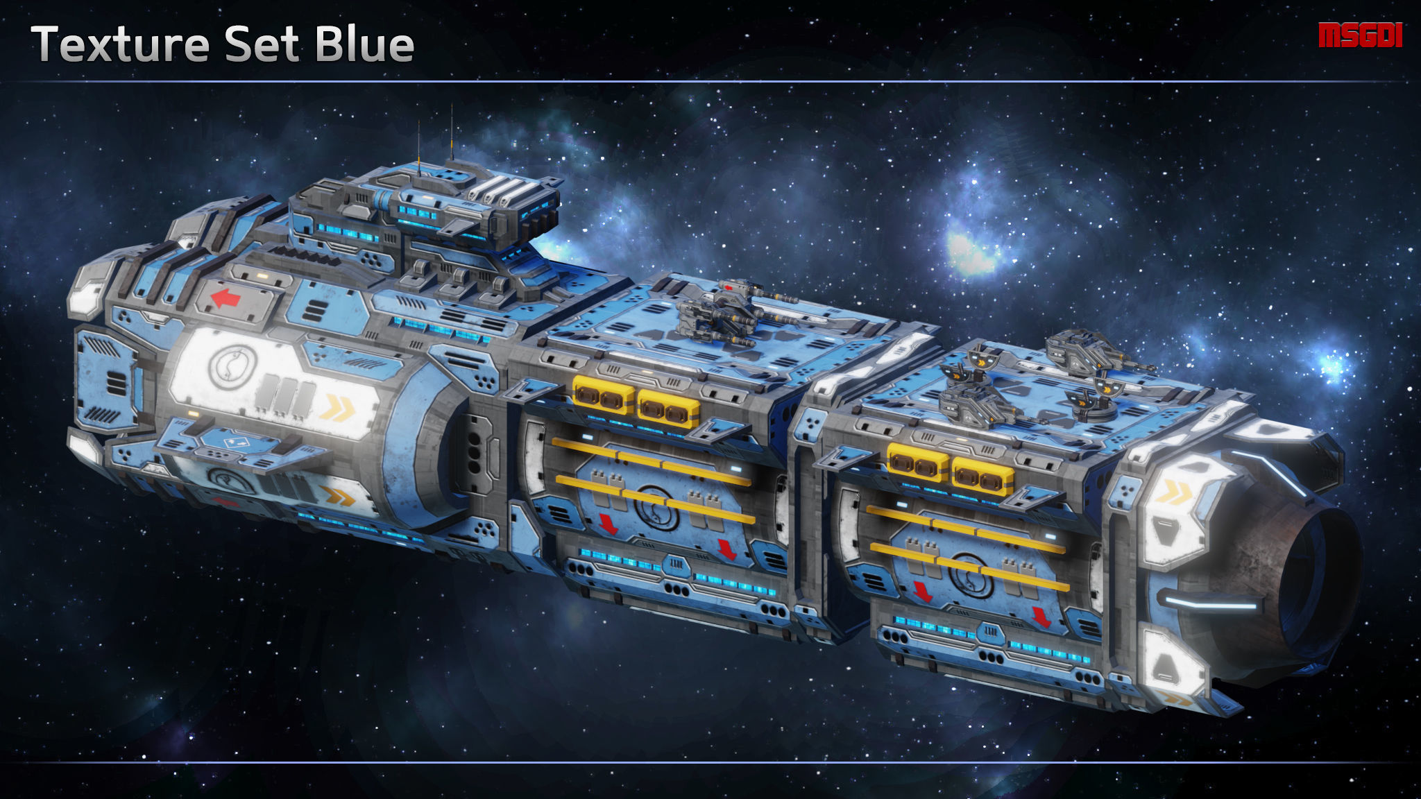 Spaceship Frigate Rhino Low-poly 3D model_7