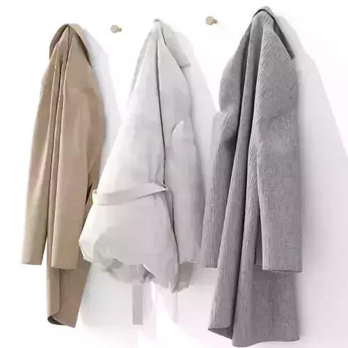 Outerwear and cap on hooks Set 01 3D model
