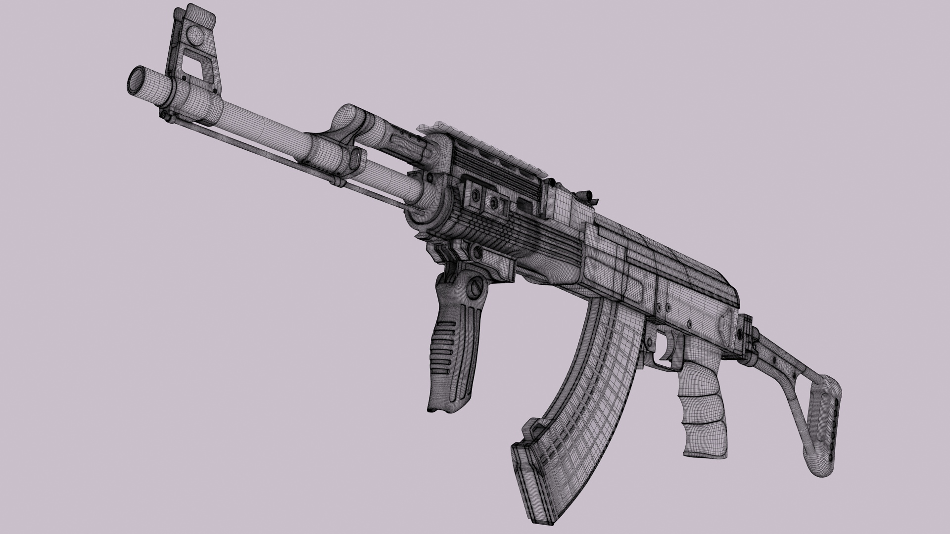 AK-47 Kalashnikov Tactical High Detailed 3D model_20