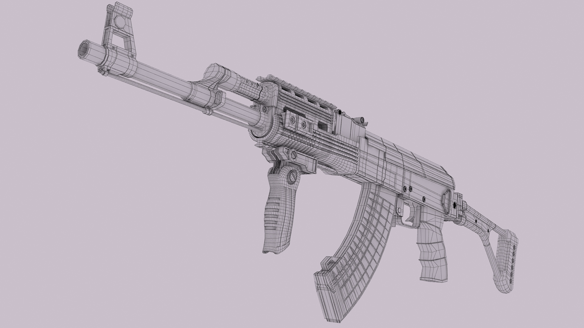 AK-47 Kalashnikov Tactical High Detailed 3D model_11